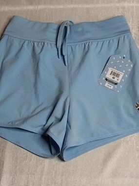 Girls' Light Blue Drawstring Knit Shorts Youth Medium